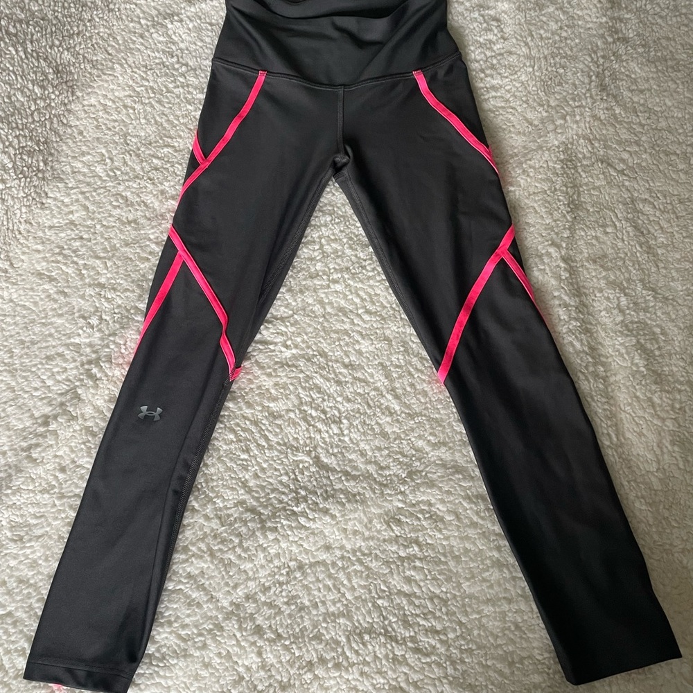 Grey and pink Under Amour size small compression workout leggings